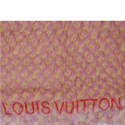 Louis Vuitton Cashmere Silk Monogram Ikat Stole Rose 4 of 7