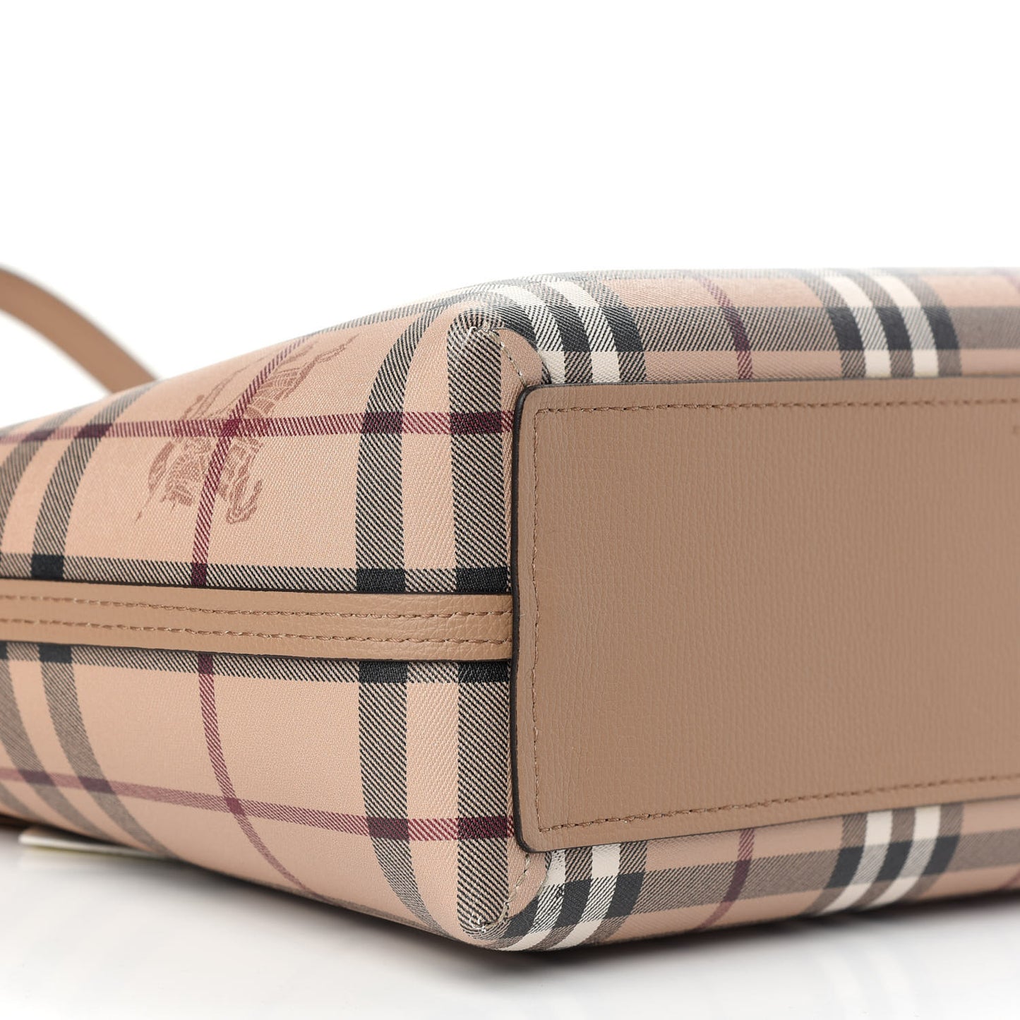 Grainy Calfskin Haymarket Check Small Reversible Tote Mid Camel
