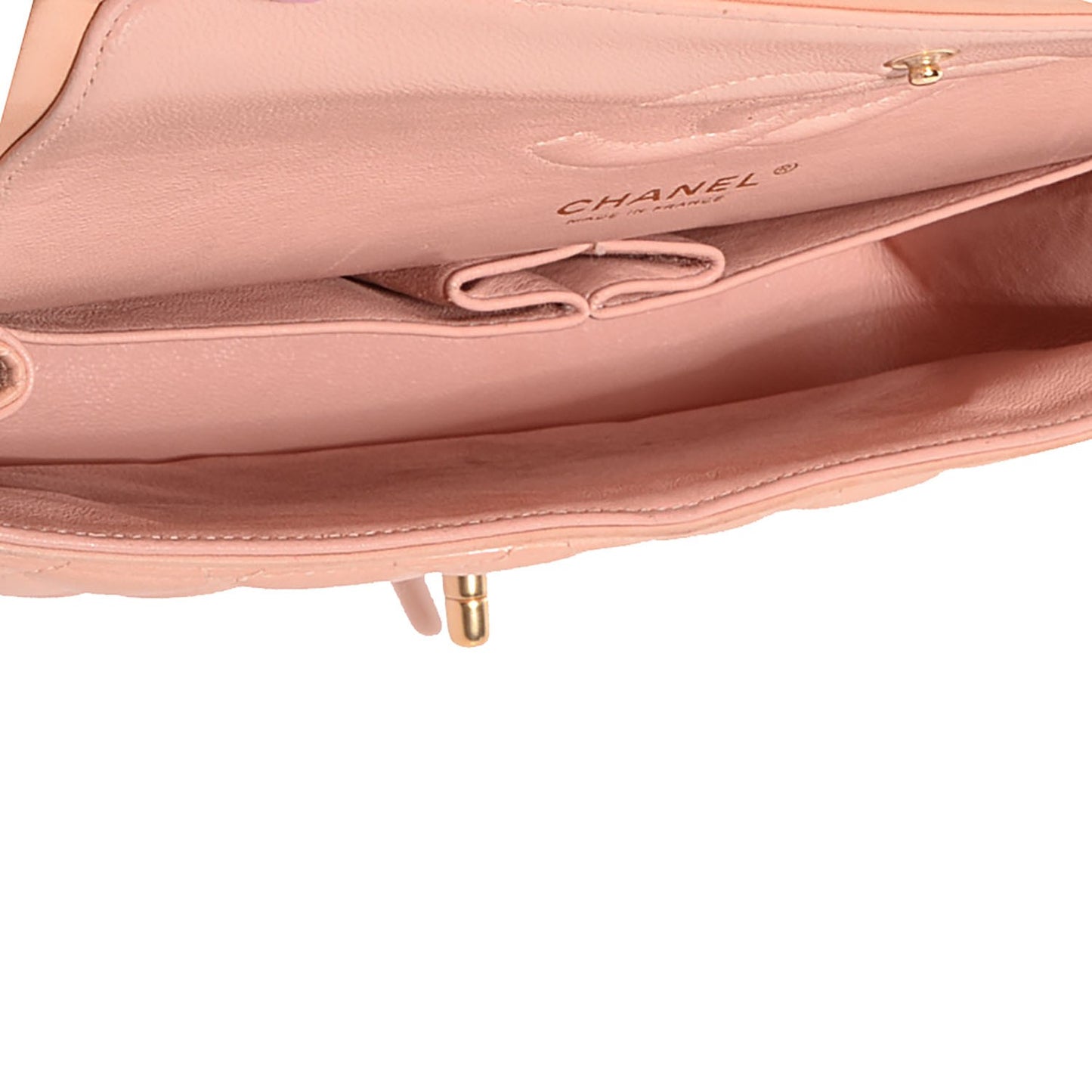 Lambskin Quilted Medium Double Flap Pink
