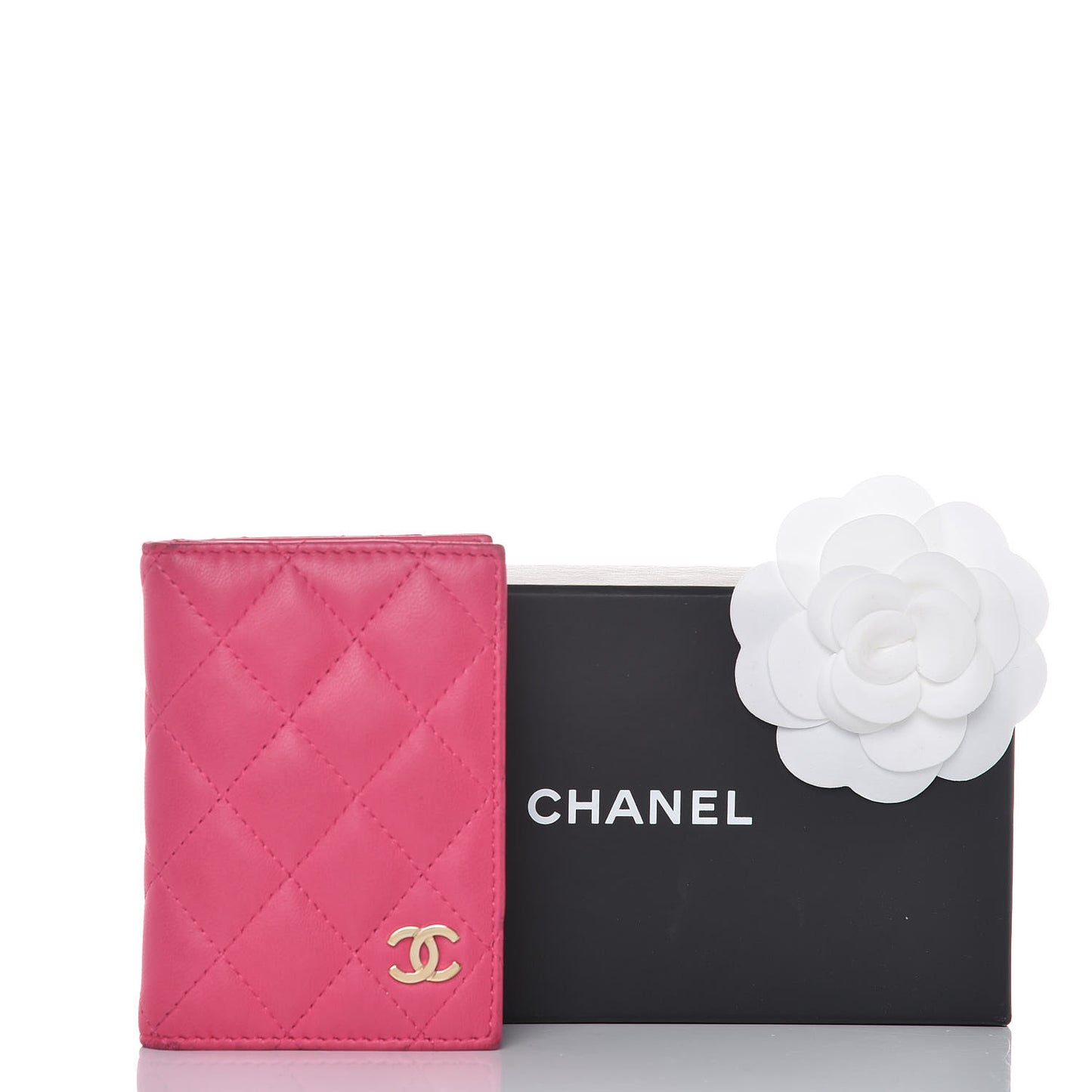 Lambskin Quilted Passport Holder Fuchsia
