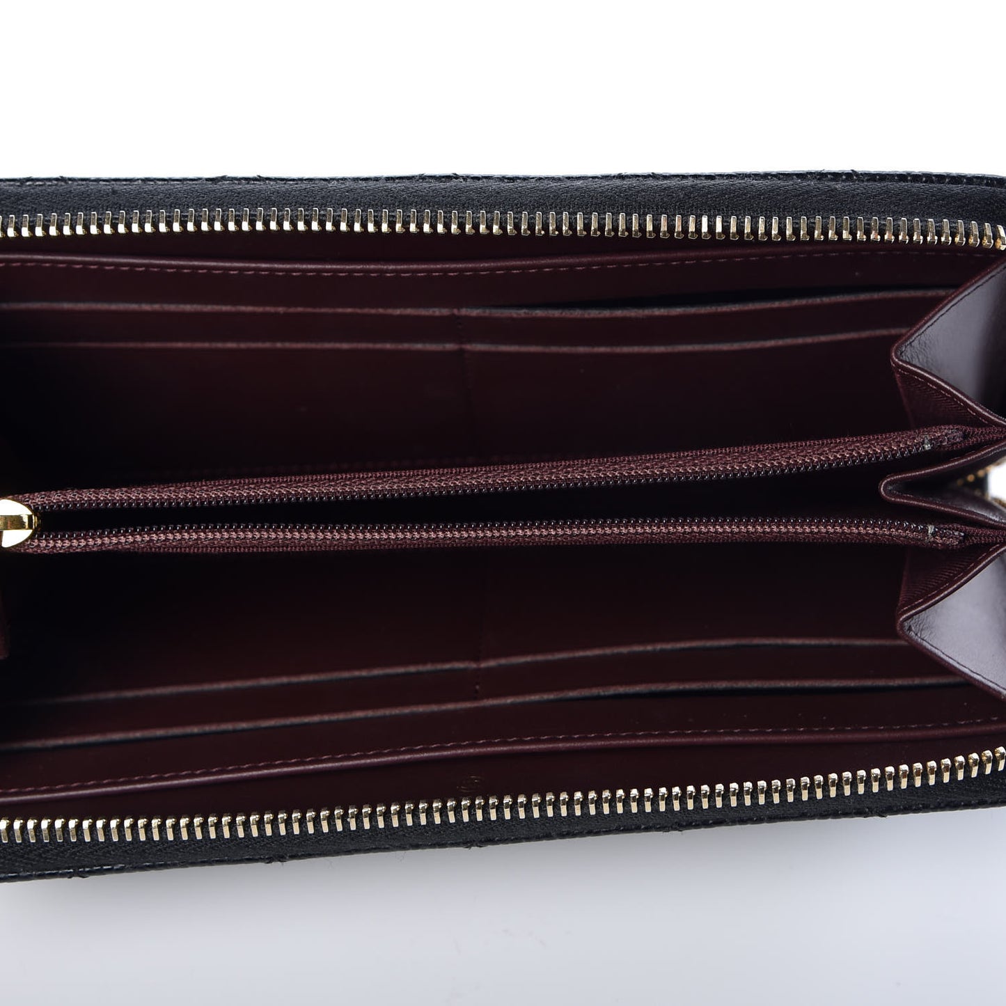Caviar Quilted Large Gusset Zip Around Wallet Black