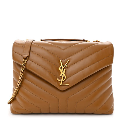 Saint Laurent Calfskin Y Quilted Monogram Medium Loulou Chain Satchel Dark Natural 1 of 13