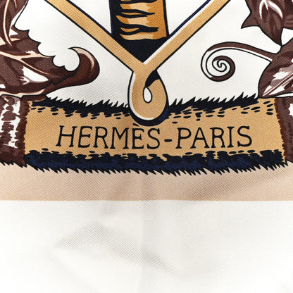 Hermes Silk Twill Imprime Aloha Double Scarf Stole White  Marron Glace Marine 2 of 3