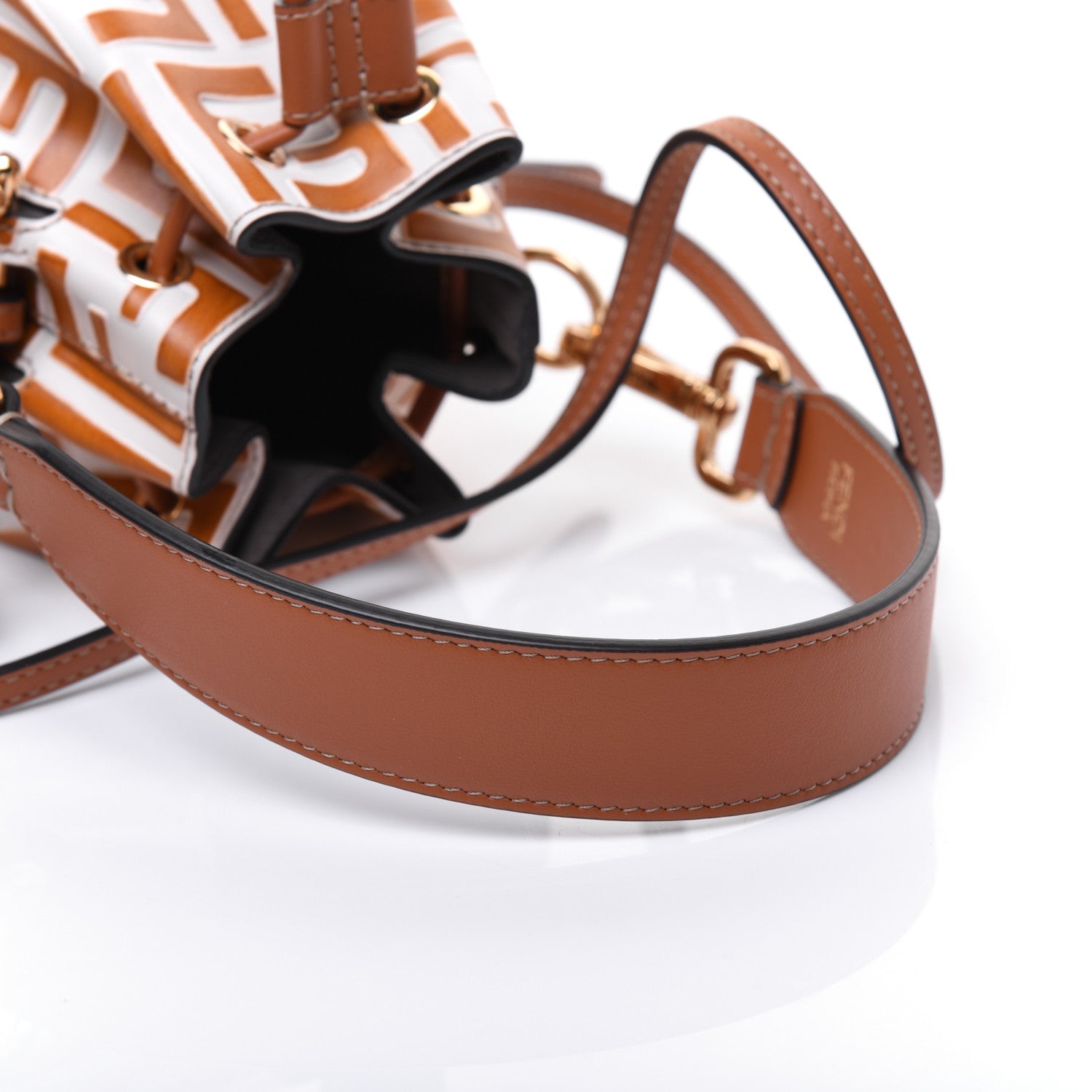 Fendi Vitello Grace F is Fendi Bi-Color FF 1974 Embossed Mini Mon Tresor Bucket Bag Camelia Saddler Brandy 17 of 17