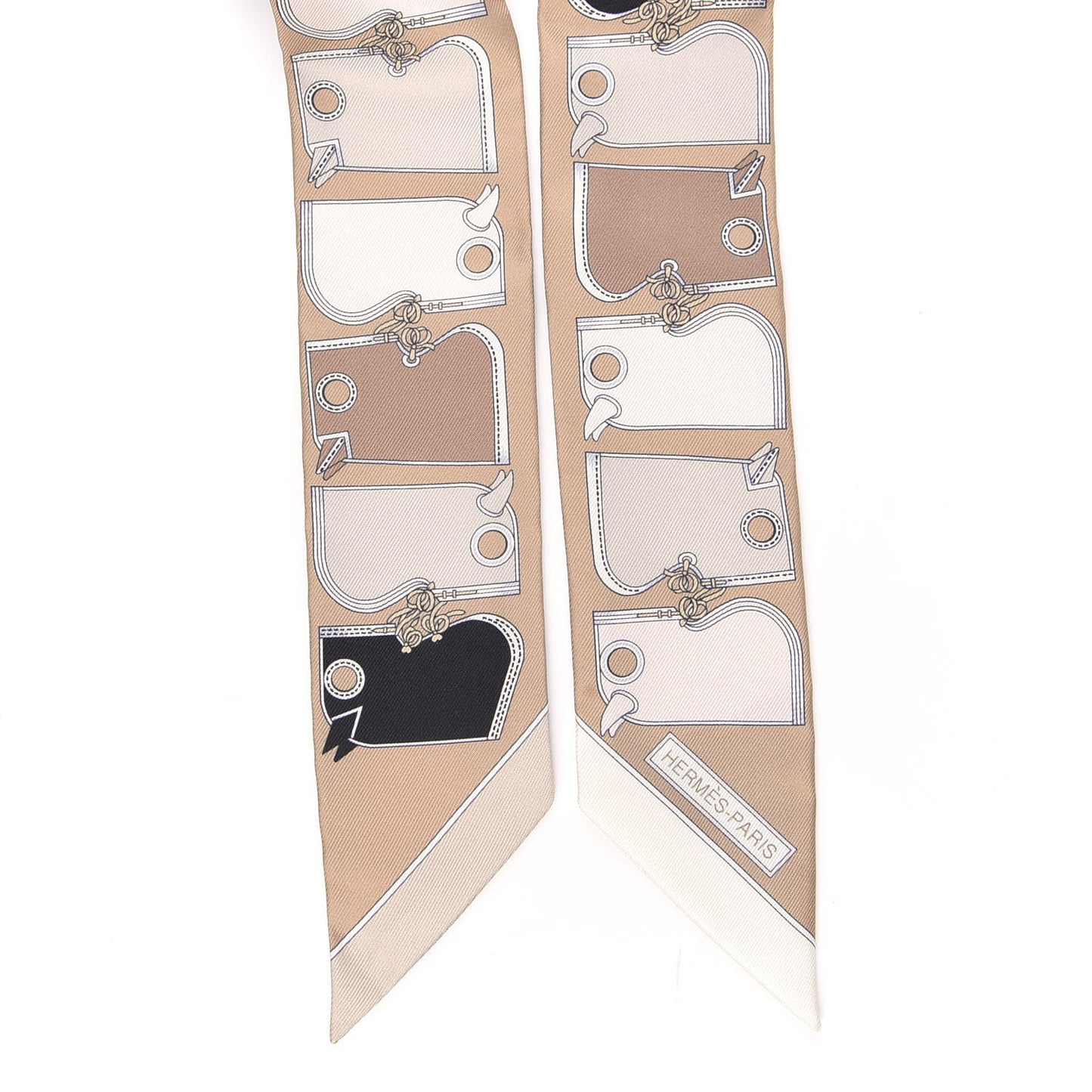 Silk Camails Twilly Scarf Beige Black Rose Pale