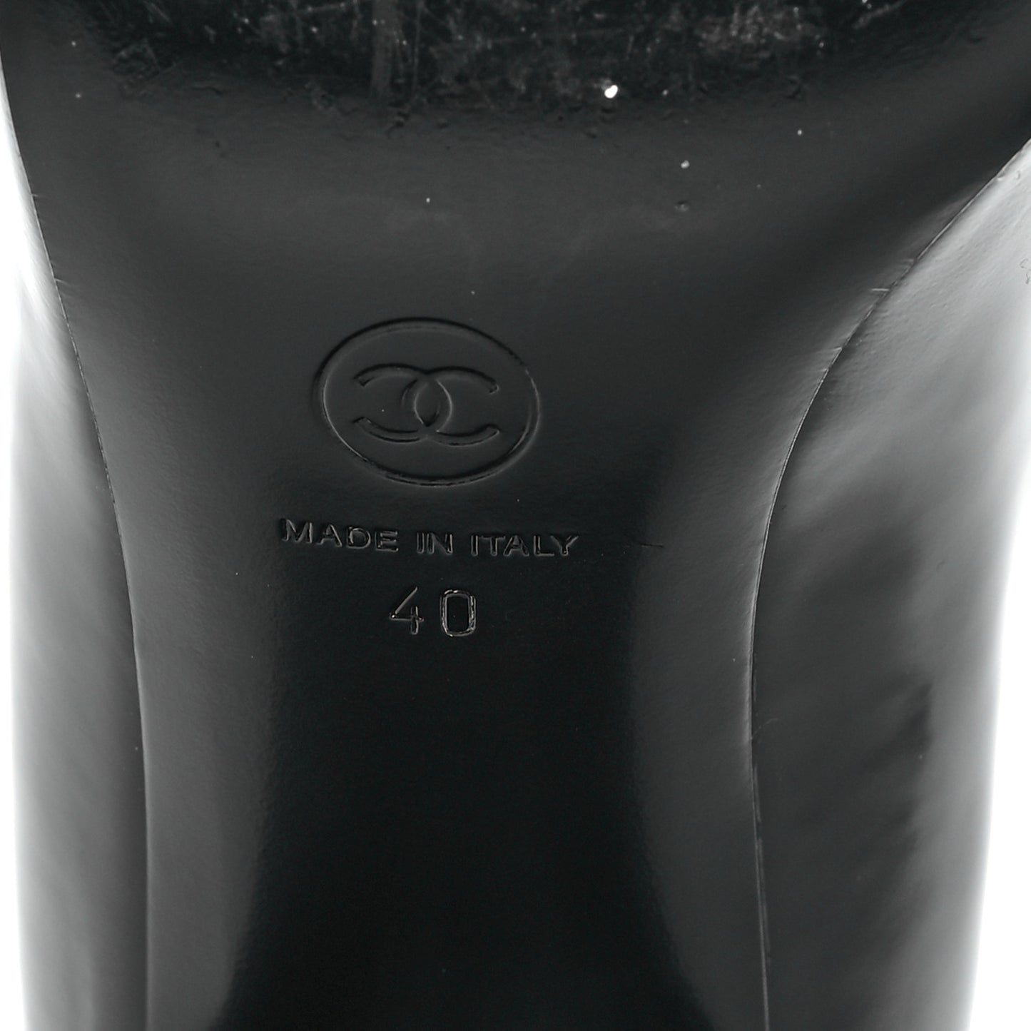 Patent Calfskin Grosgrain CC Mary Jane Pumps 40 Black