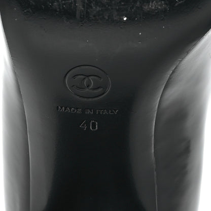 Chanel Patent Calfskin Grosgrain CC Mary Jane Pumps 40 Black 7 of 10