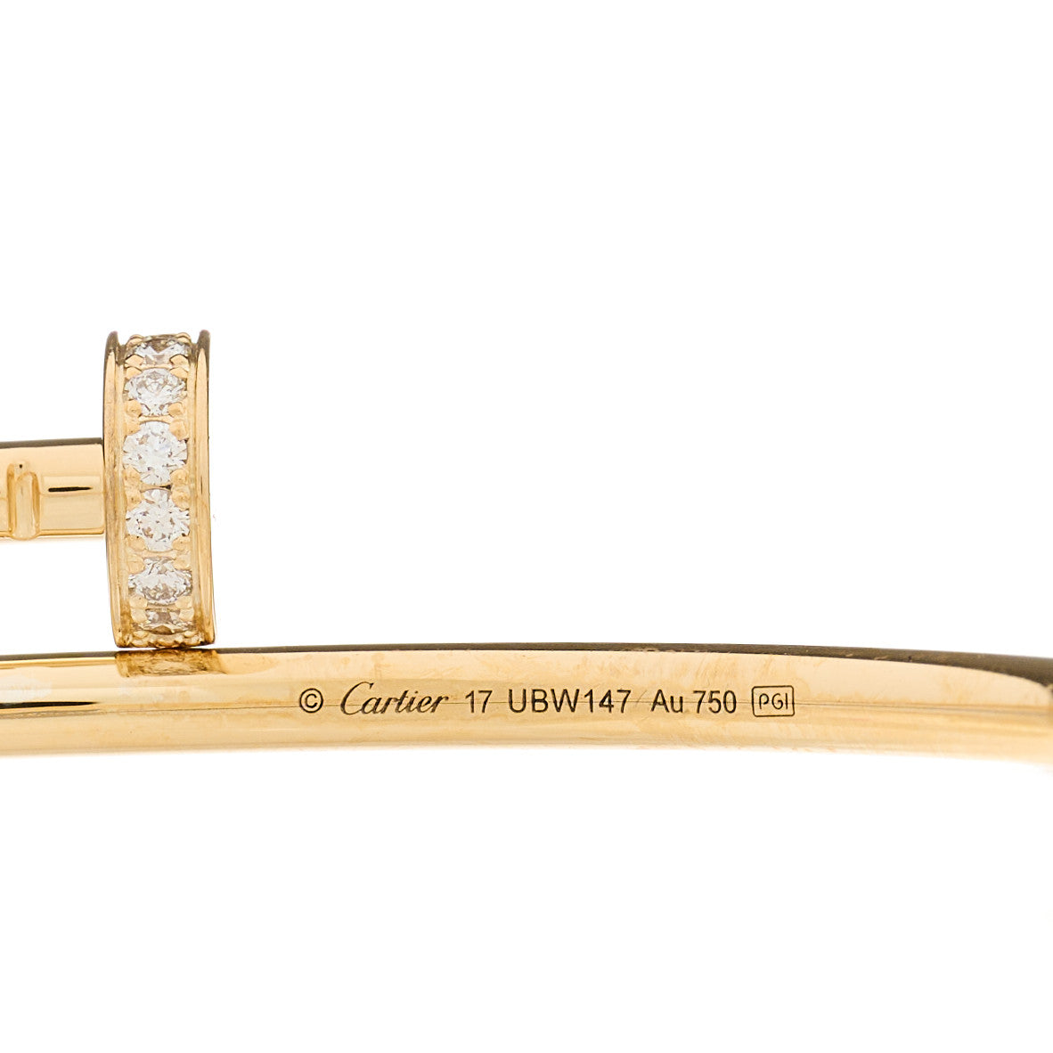 Cartier 18K Yellow Gold Diamond Small Juste Un Clou Bracelet 17 3 of 3