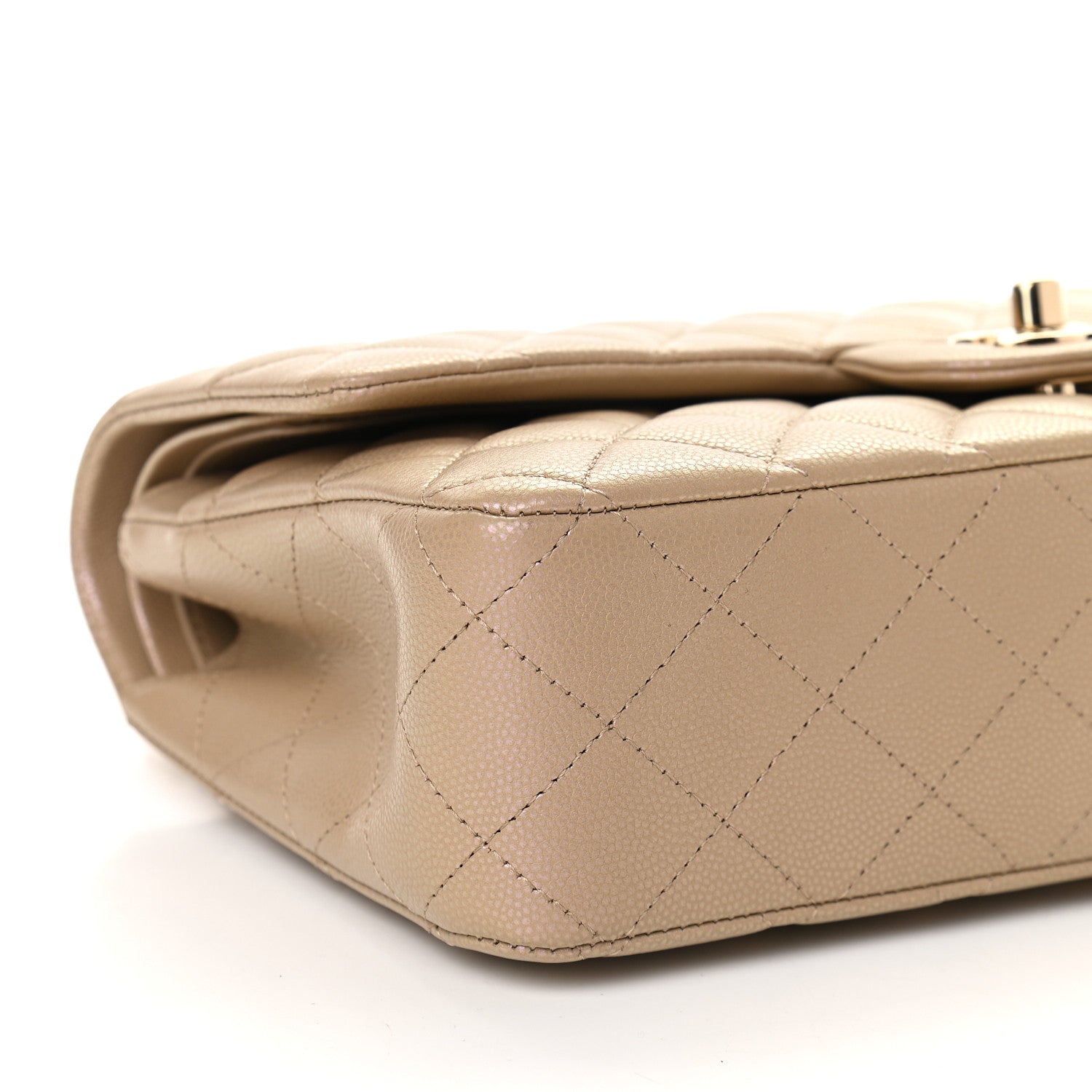 Chanel Iridescent Caviar Quilted Medium Double Flap Dark Beige 7 of 8