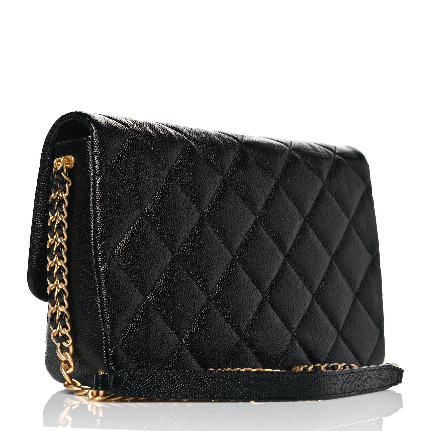 Chanel Shiny Caviar Quilted Large Chain Melody Flap Black 3 of 9