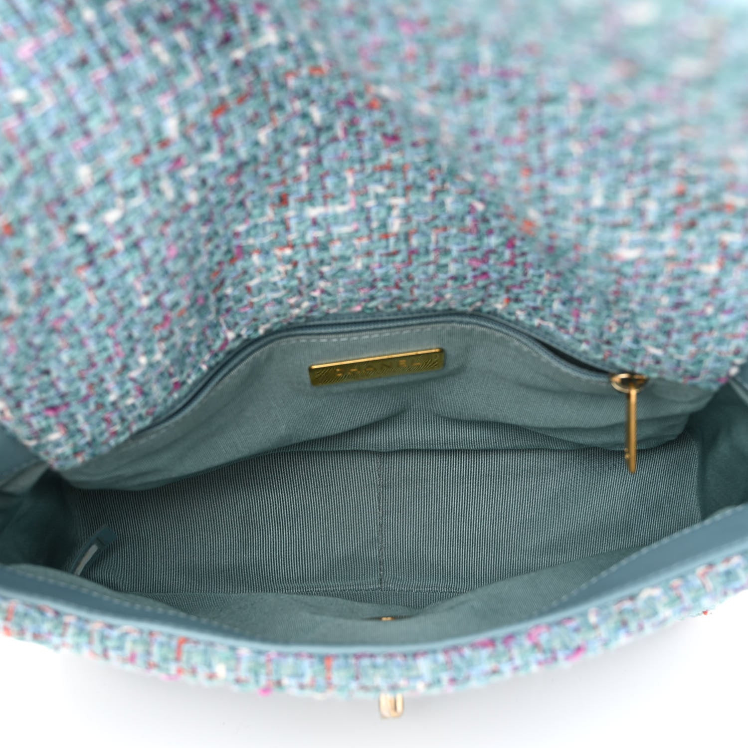 Chanel Tweed Quilted Medium Chanel 19 Flap Blue Multicolor 5 of 10