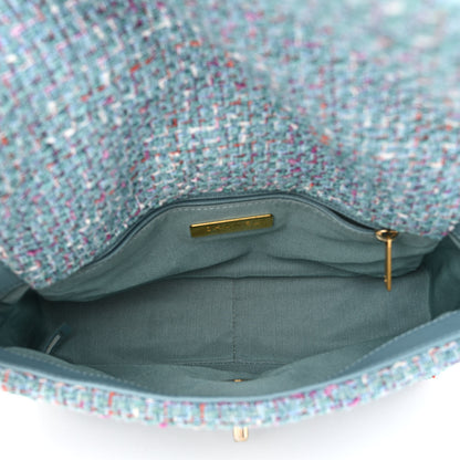 Chanel Tweed Quilted Medium Chanel 19 Flap Blue Multicolor 5 of 10