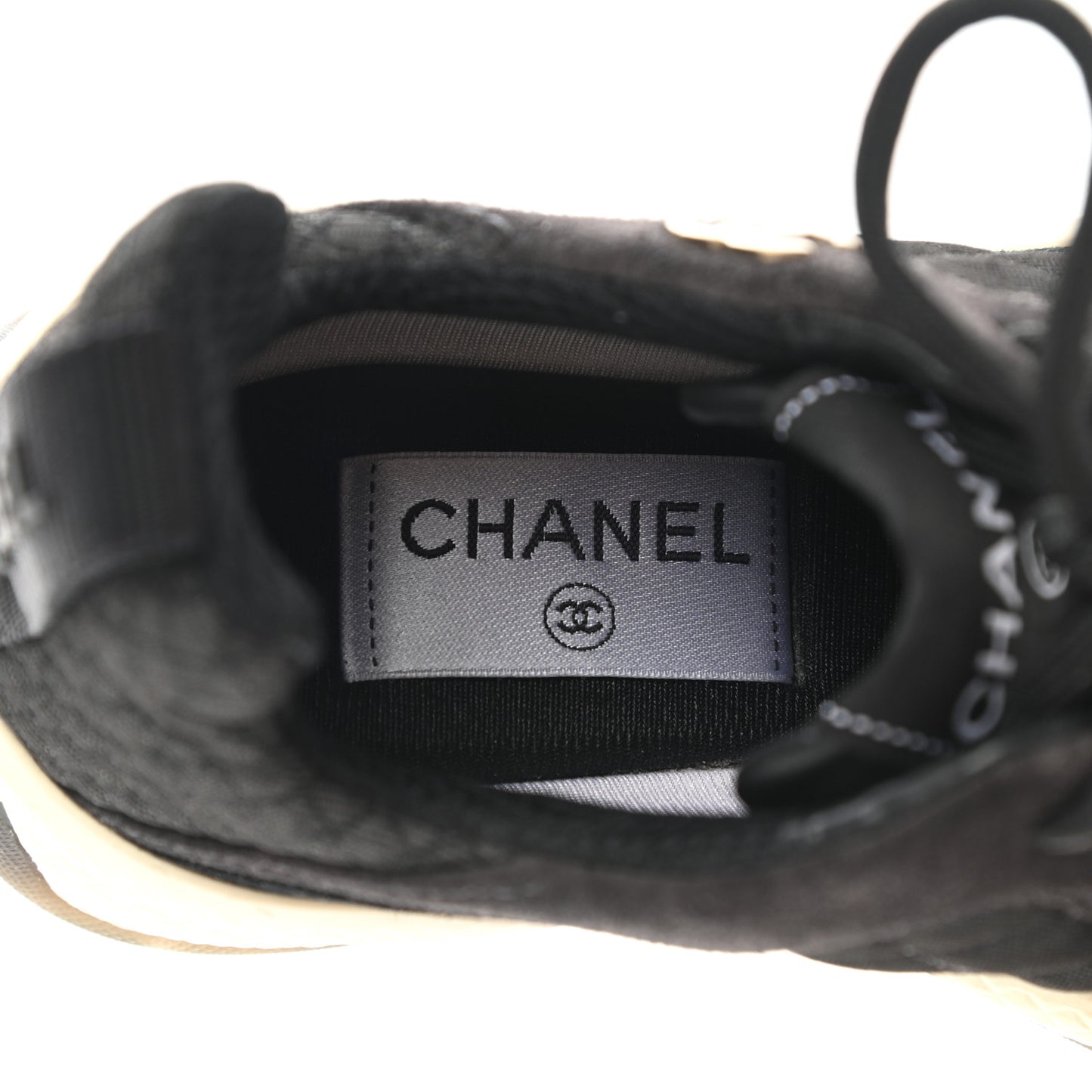 Mesh Suede Calfskin Quilted Sneakers 35 Black Dark Grey
