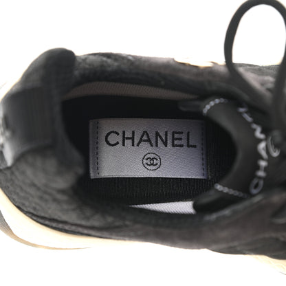 Chanel Mesh Suede Calfskin Quilted Sneakers 35 Black Dark Grey 6 of 9