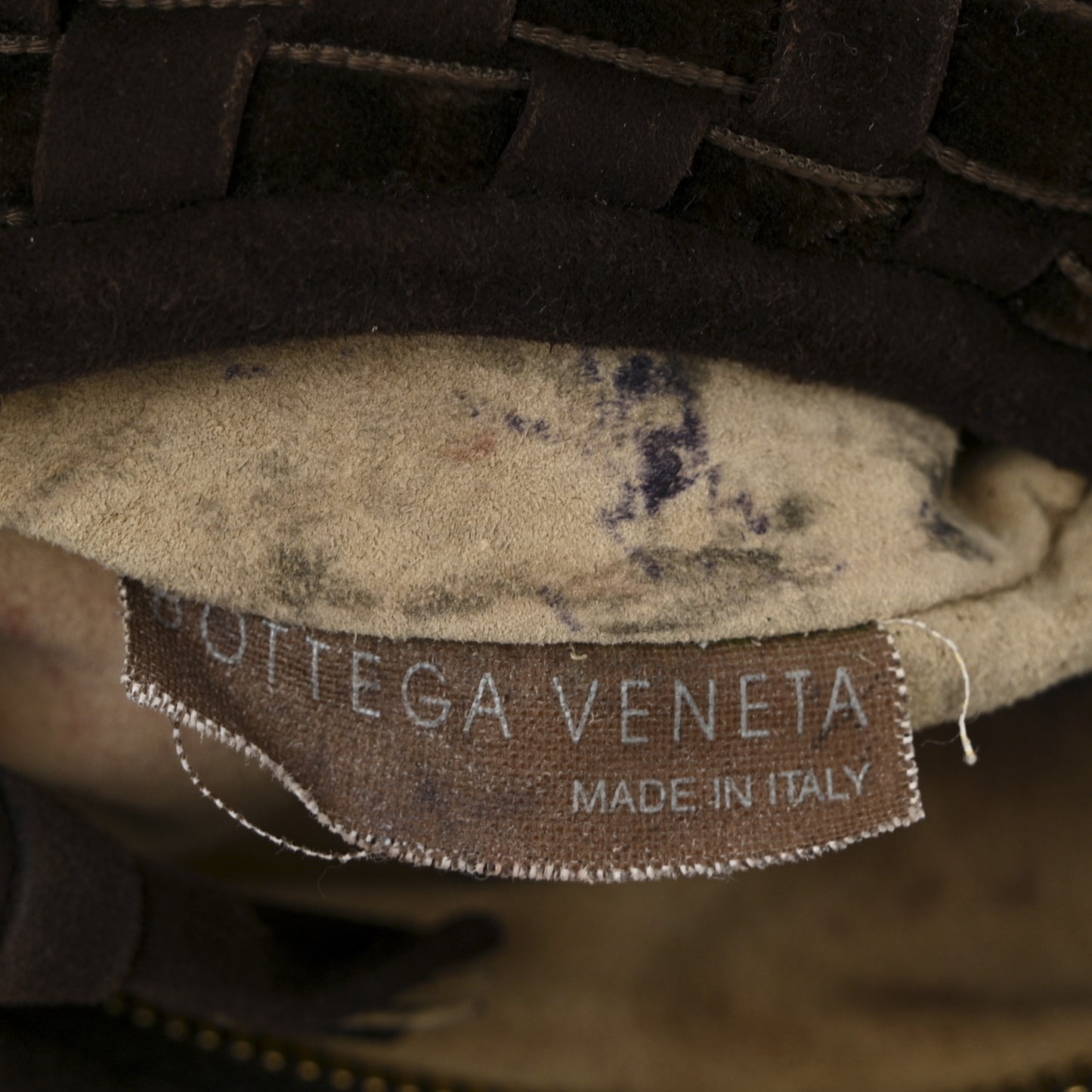 Suede Intrecciato Fringe Mini Hobo Ebano