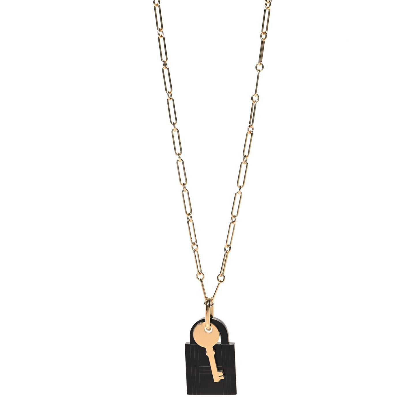 Permabrass Buffalo Horn Amulette Padlock Large Pendant Necklace