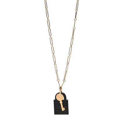 Hermes Permabrass Buffalo Horn Amulette Padlock Large Pendant Necklace 1 of 5