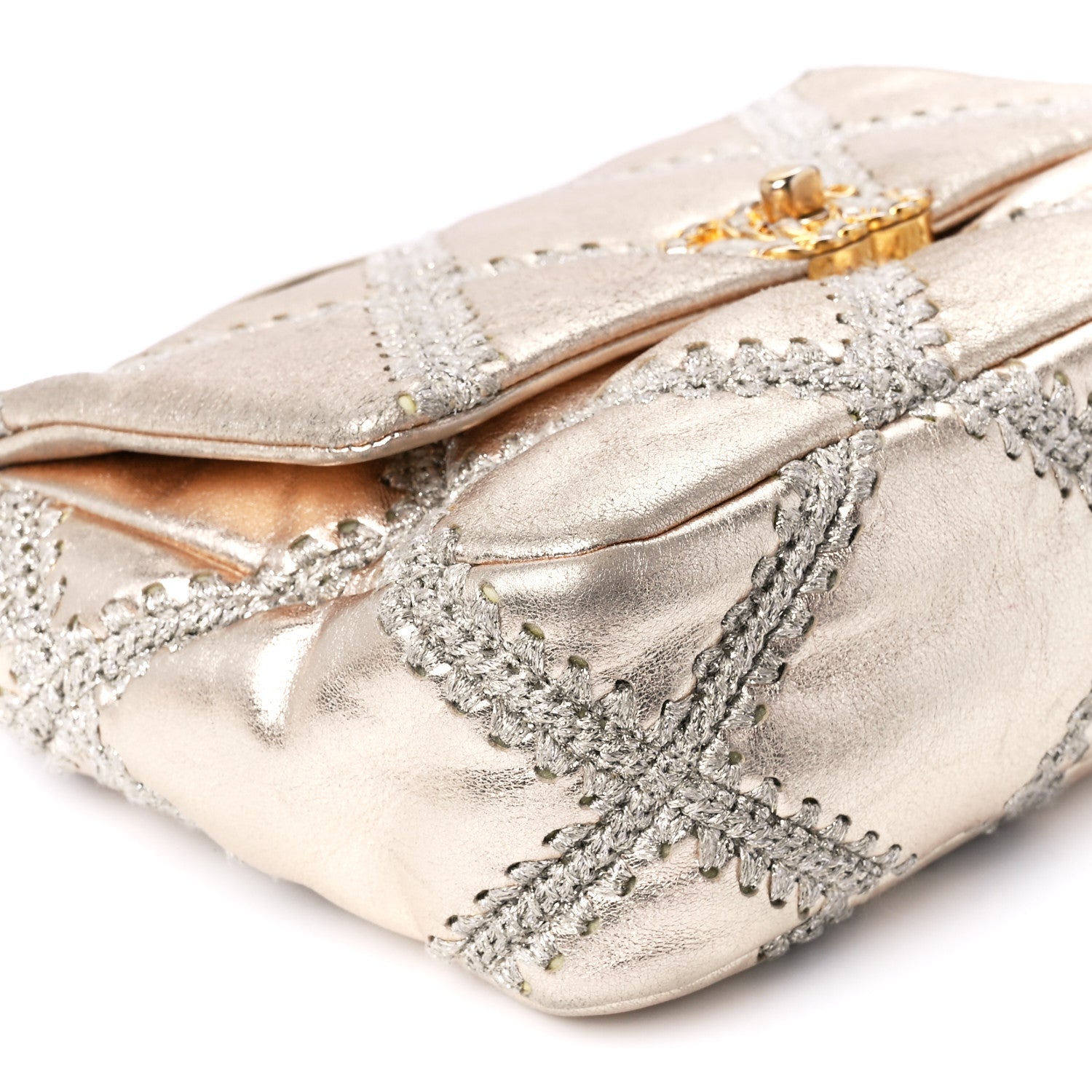 Chanel Metallic Calfskin Crochet Medium Chanel 19 Flap Gold 10 of 11