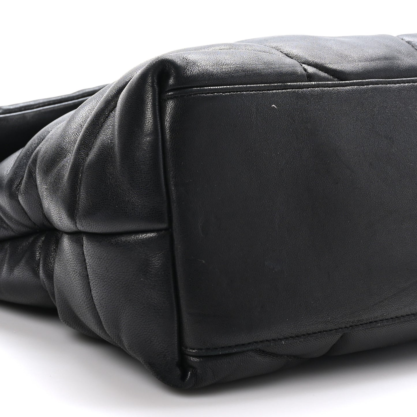 Lambskin Quilted Monogram Monochrome Medium Loulou Puffer Chain Satchel Black
