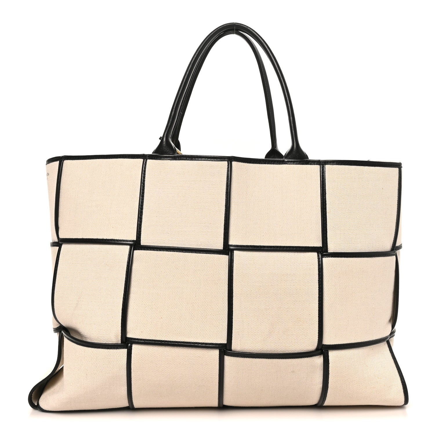 Bottega Veneta Canvas Maxi Intrecciato Large Arco Tote Beige Black 1 of 9