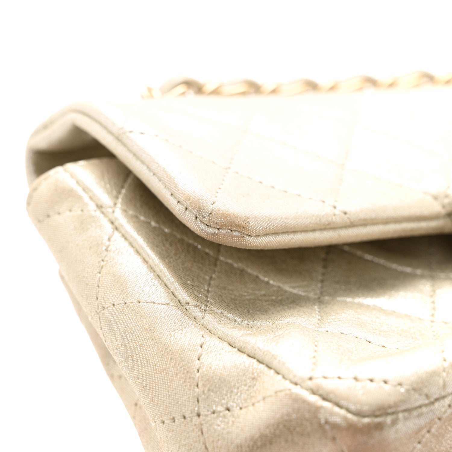 Chanel Iridescent Calfskin Quilted Mini Rectangular Flap Light Gold 11 of 12