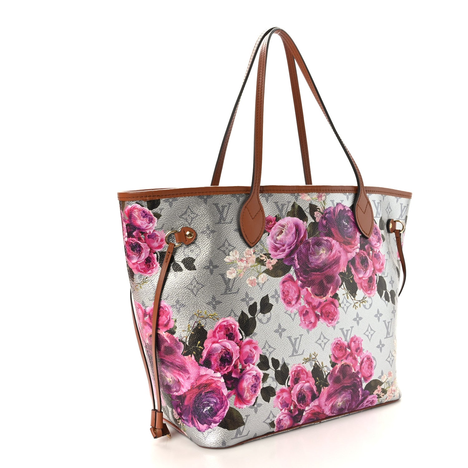 Louis Vuitton Metallic Monogram LV Garden Neverfull MM Silver 4 of 9