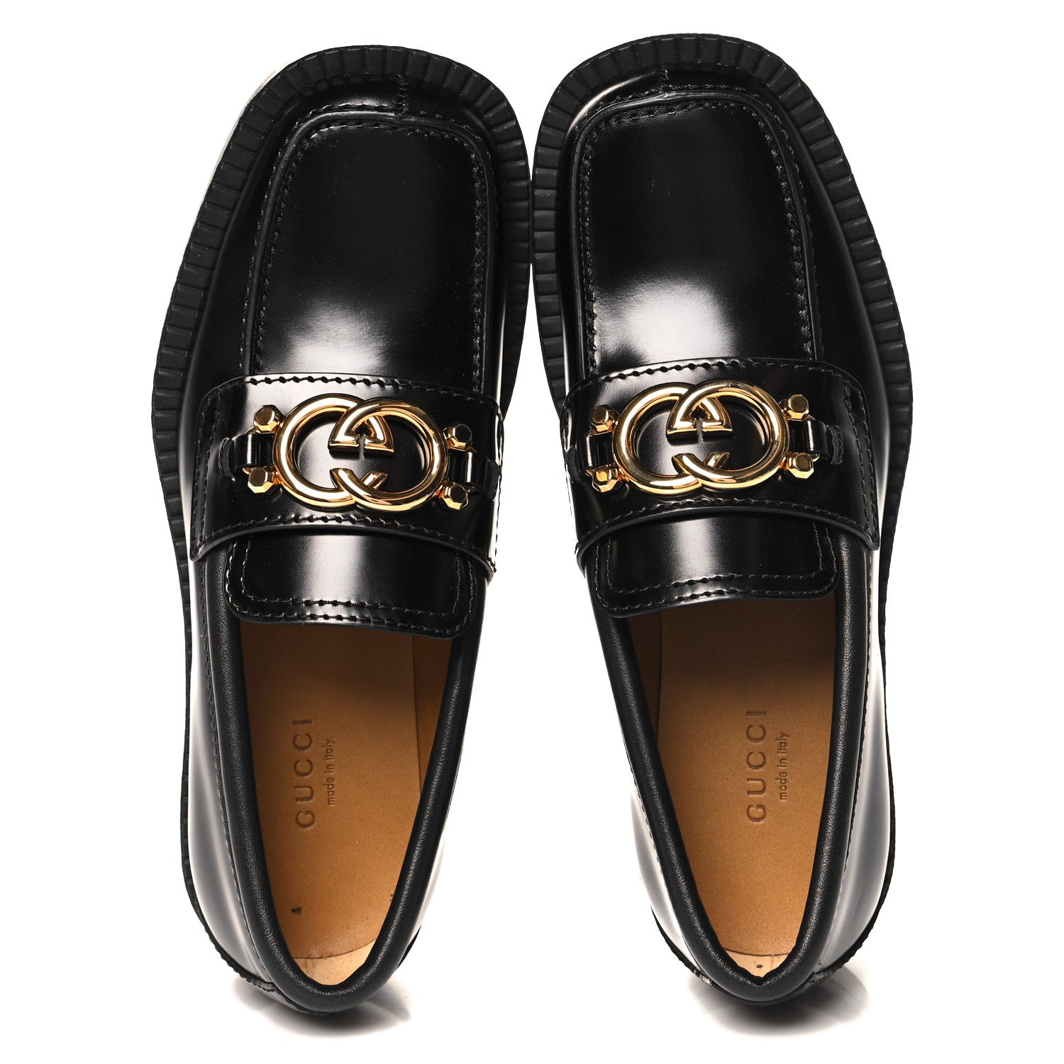 Gucci Spice Lux Nappa Samoa Interlocking G Loafers 36.5 Black