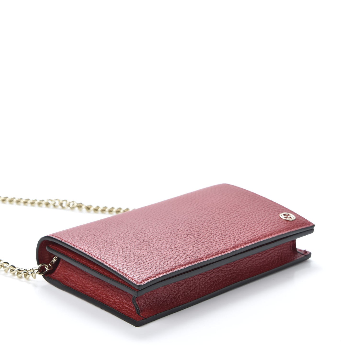 Dollar Calfskin Medium Betty Chain Wallet Red