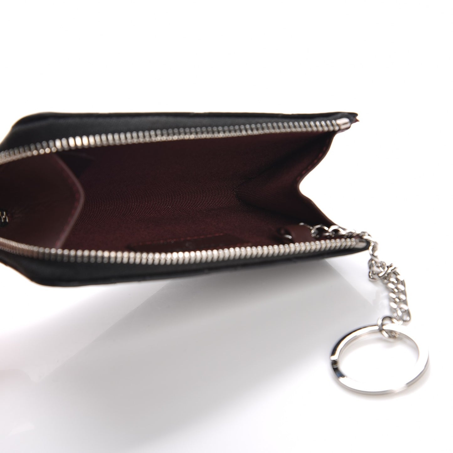 Lambskin Quilted Key Holder Case Black