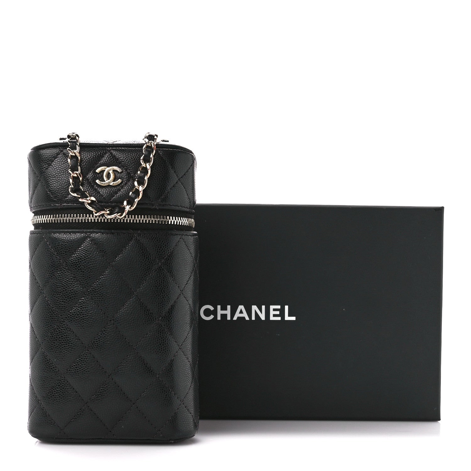 Chanel Caviar Quilted Phone Holder With Chain Black 11 of 12
