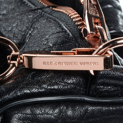 Alexander Wang Pebbled Leather Rocco Black with Rose Gold Hardware 7 of 7