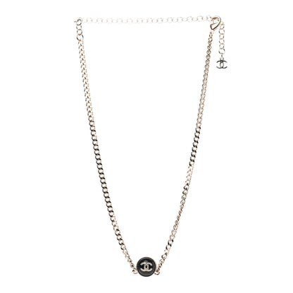 Chanel Crystal Resin CC Chain Link Short Necklace Black Gold 3 of 4