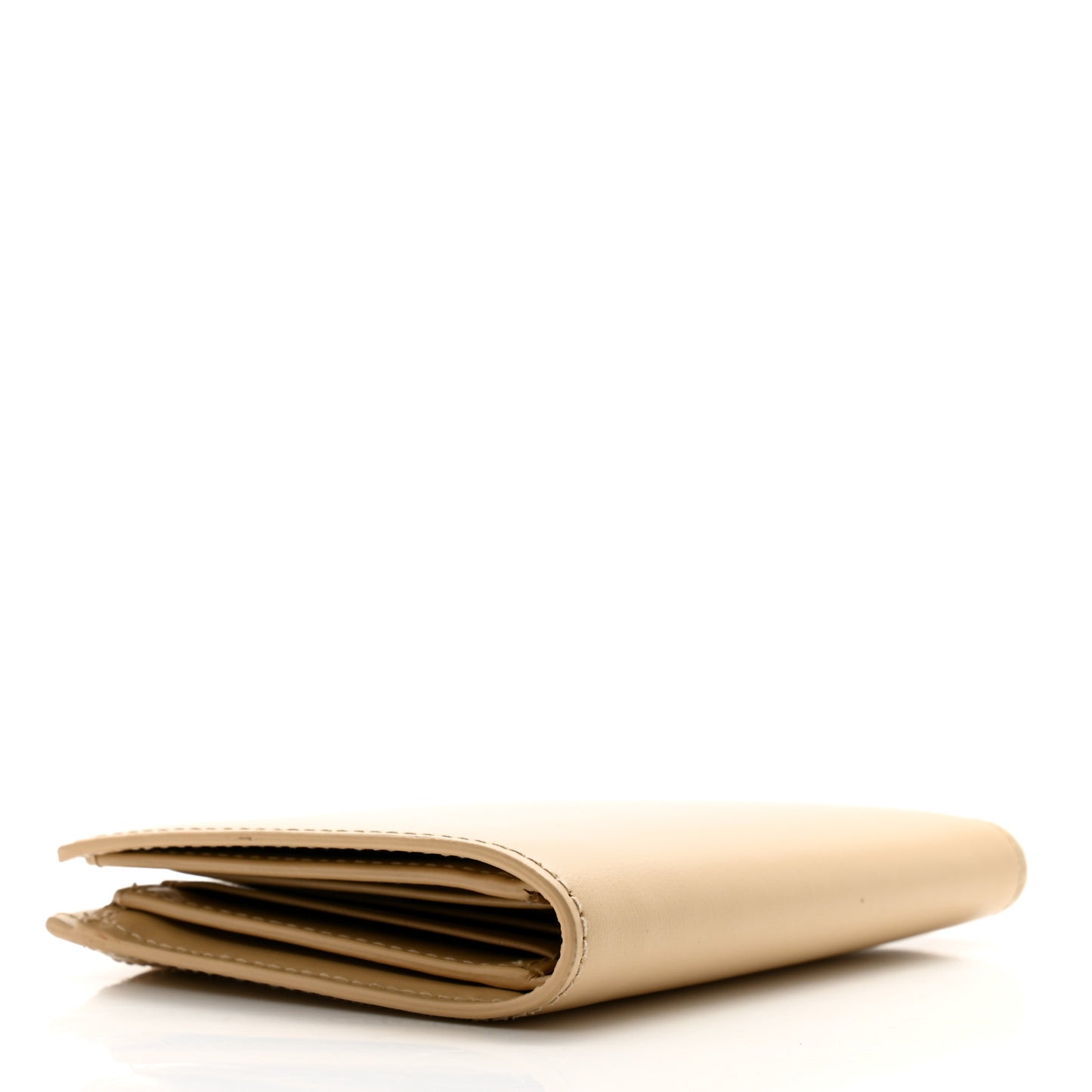 SAINT LAURENT Calfskin Monogram Bi-Fold Zipped Wallet Nude Powder