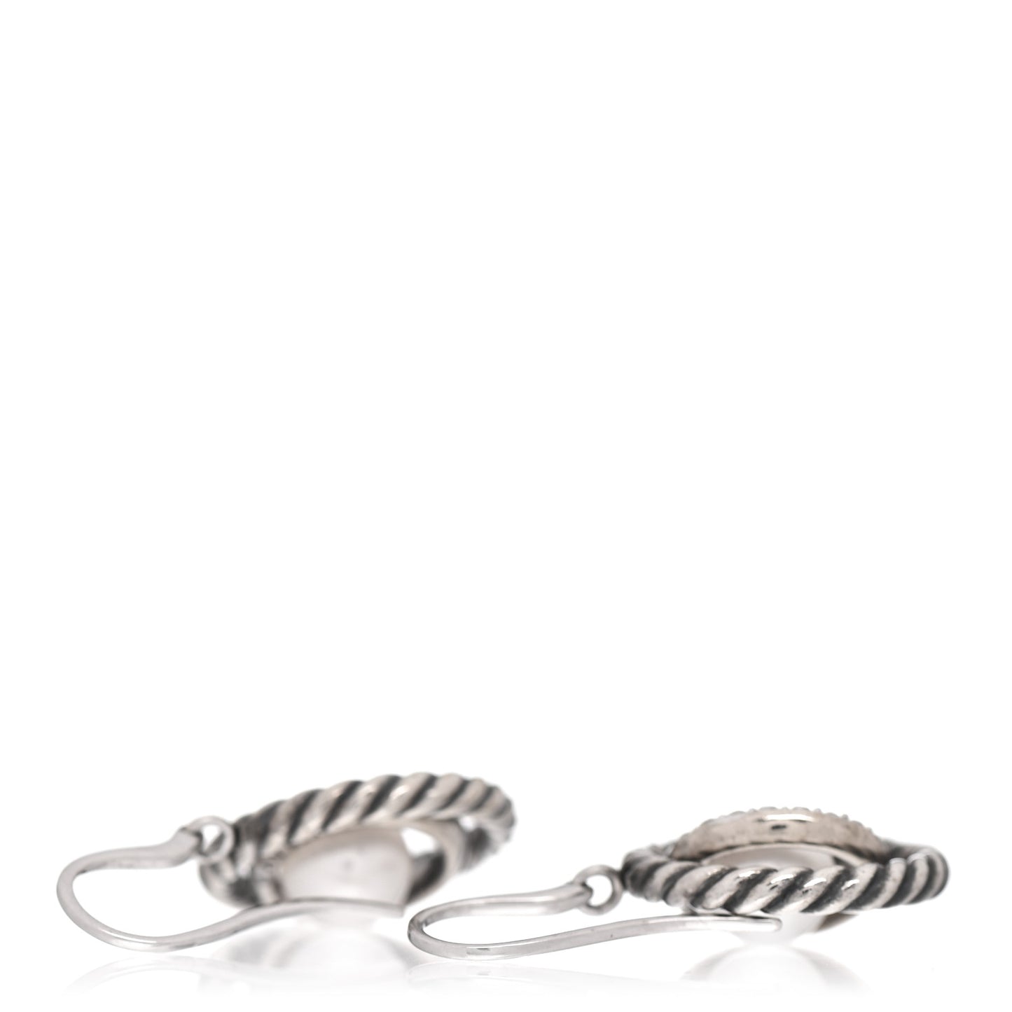 Sterling Silver Diamond Pearl Mobile Circle Earrings