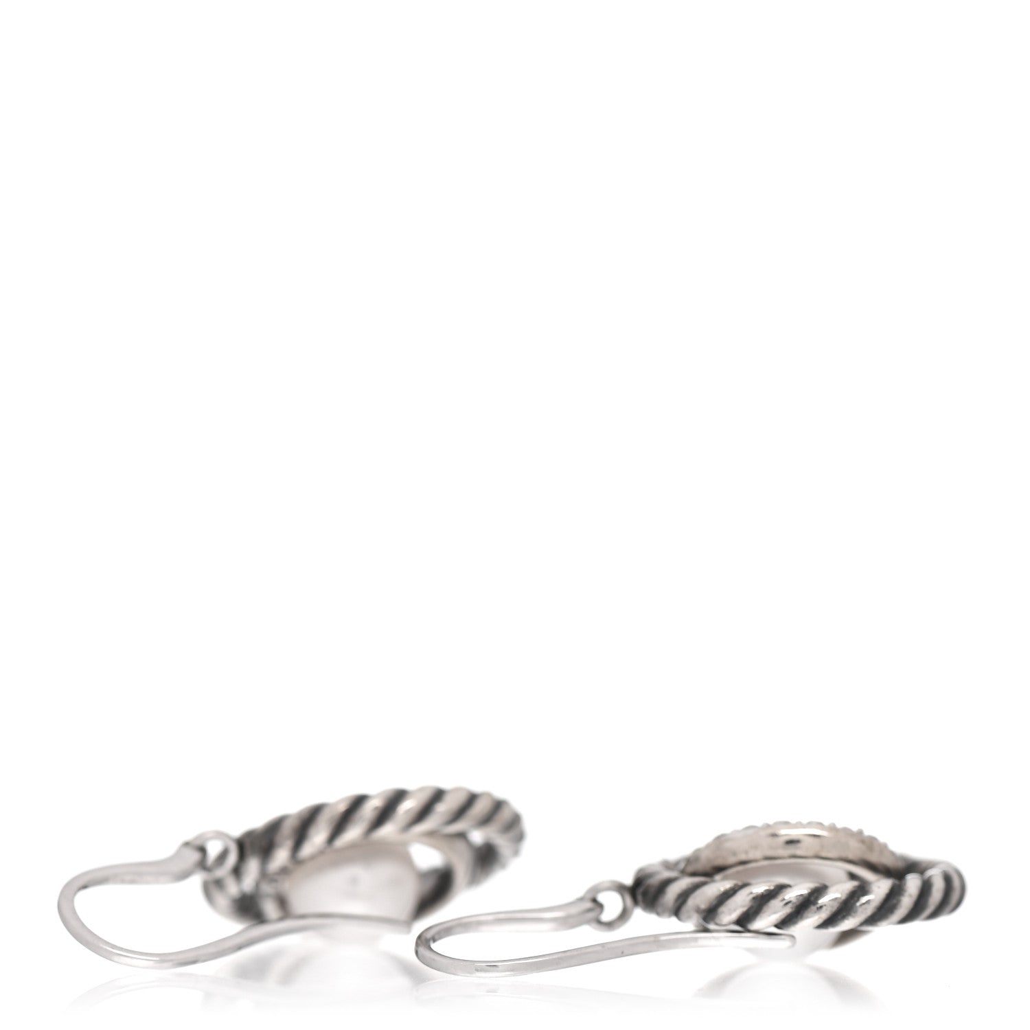 David Yurman Sterling Silver Diamond Pearl Mobile Circle Earrings 3 of 4