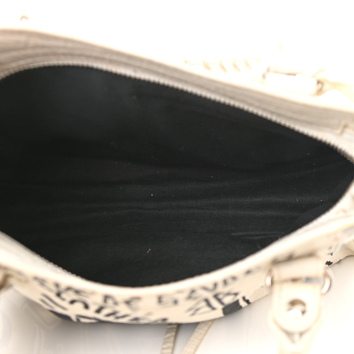 Agneau Arena Graffiti All Over Classic Silver Hardware Mini City White Black