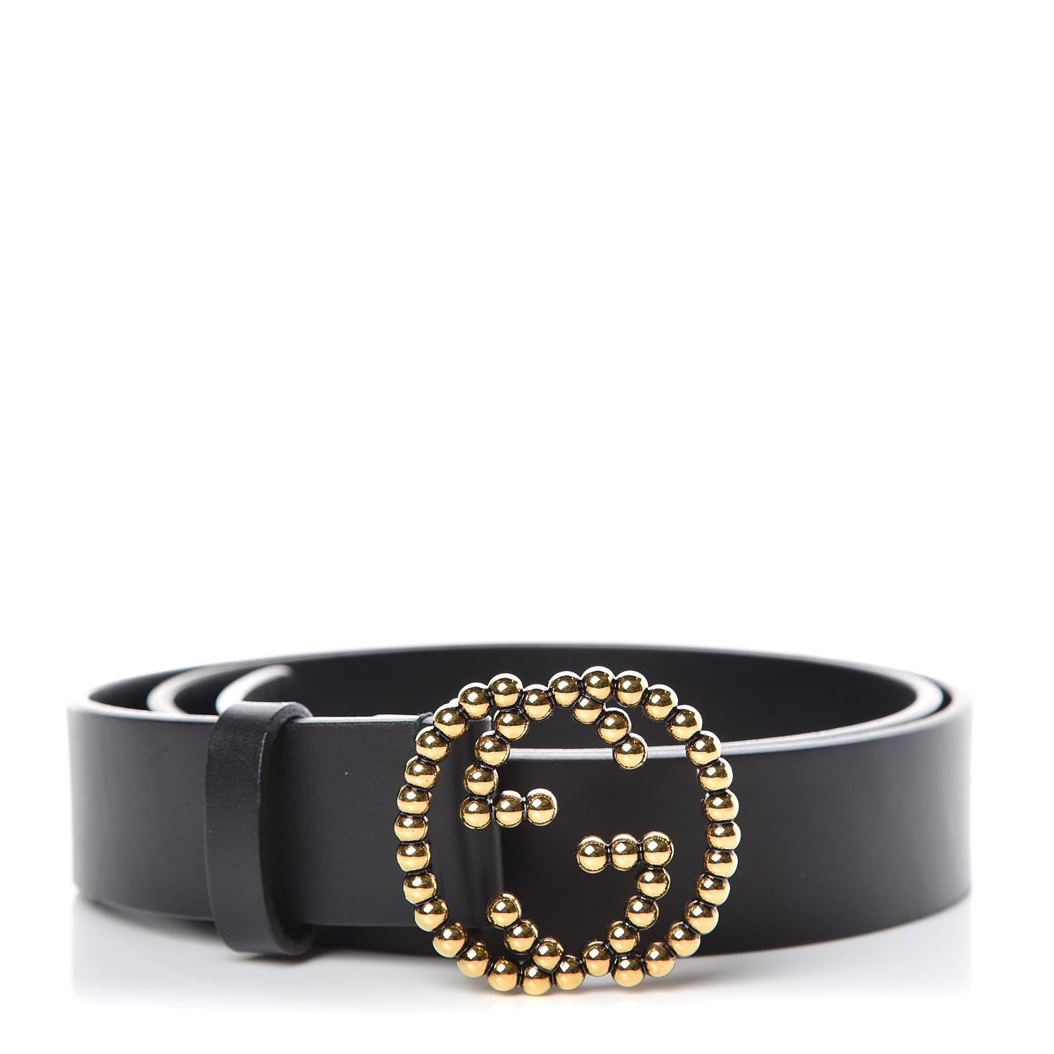 Gucci Margaux Calfskin Studded Interlocking G 30mm Belt 85 34 Black 1 of 7