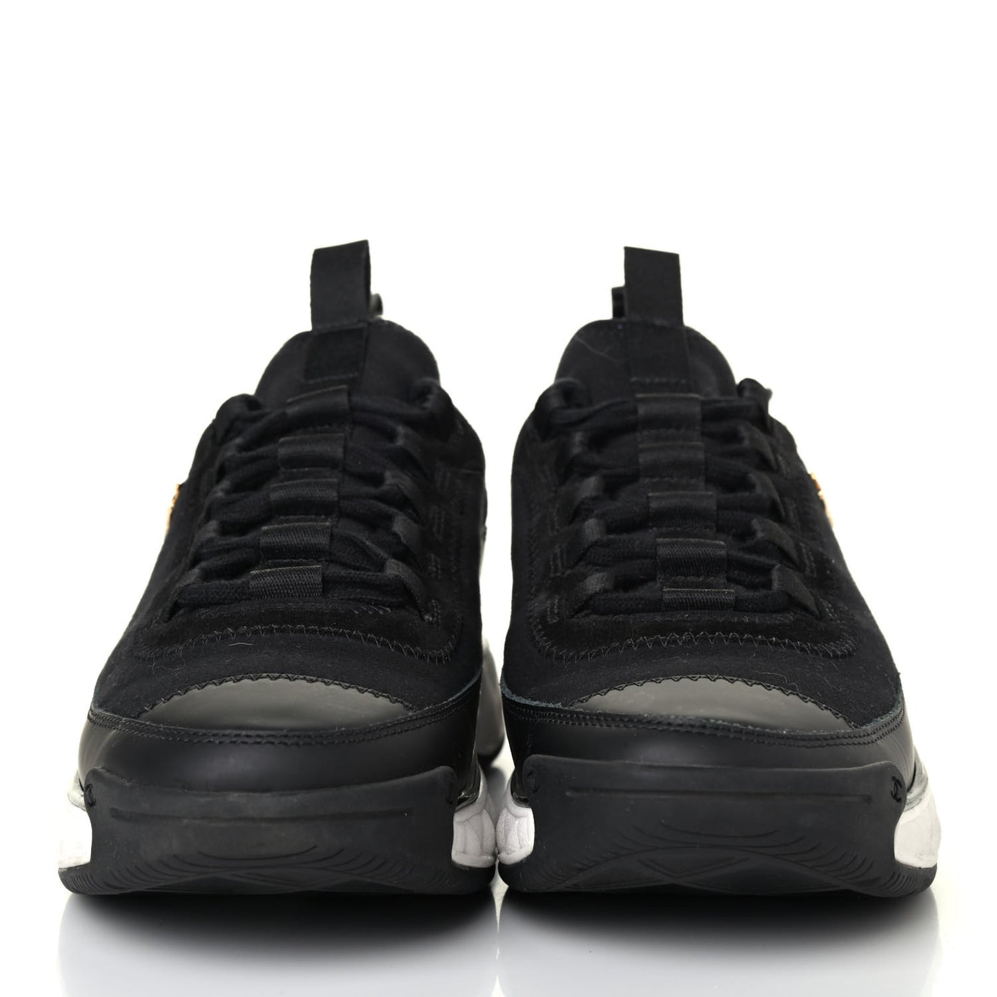 Velvet Calfskin Mixed Fibers CC Sneakers 37.5 Black