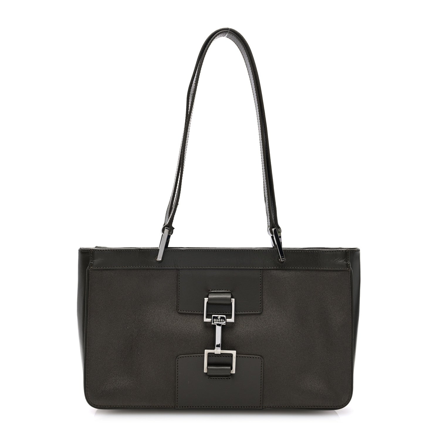 Gucci Satin Calsfkin Bardot Shoulder Bag Grey 1 of 10