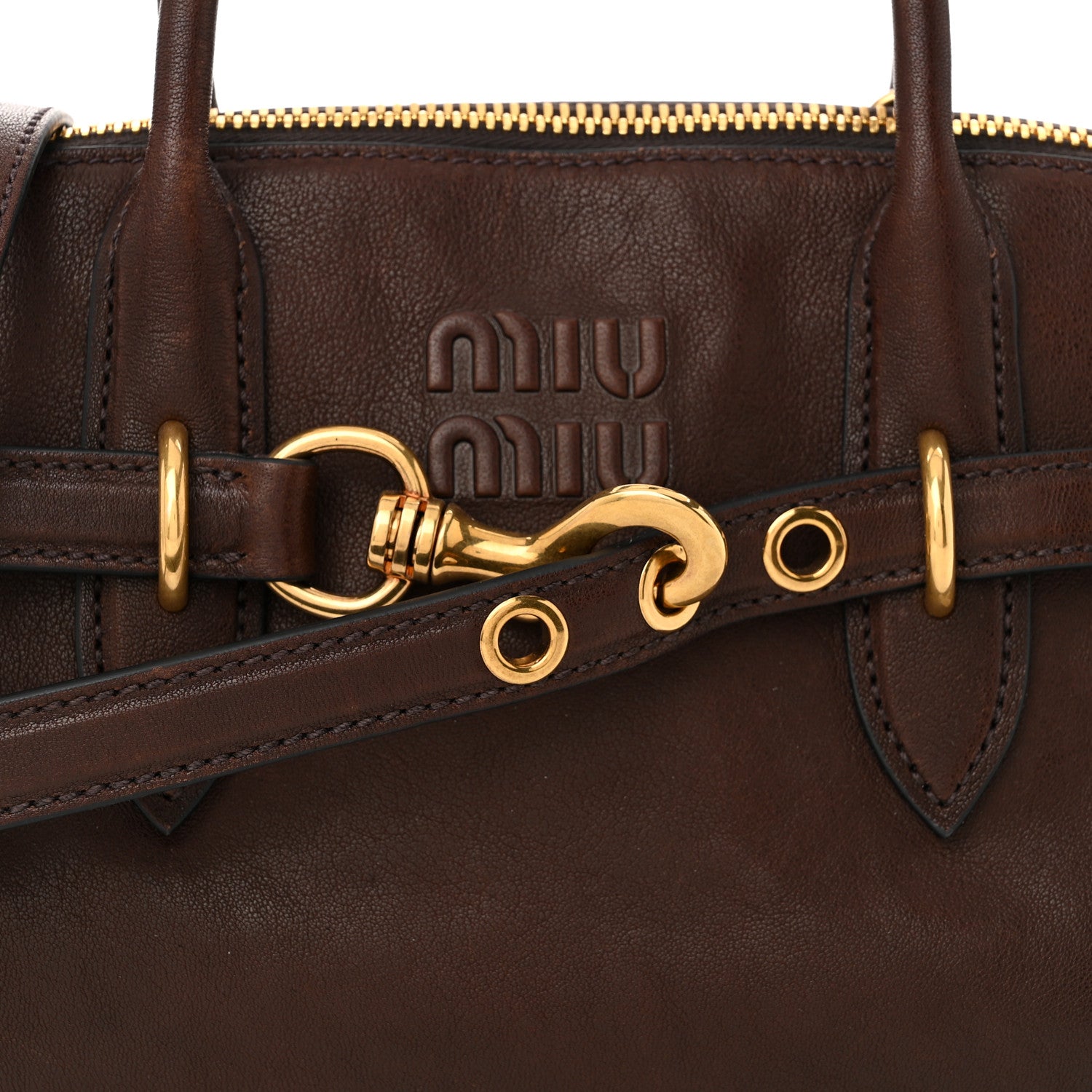 Miu Miu Nappa Aviator Regular Aventure Bag Briarwood 7 of 9