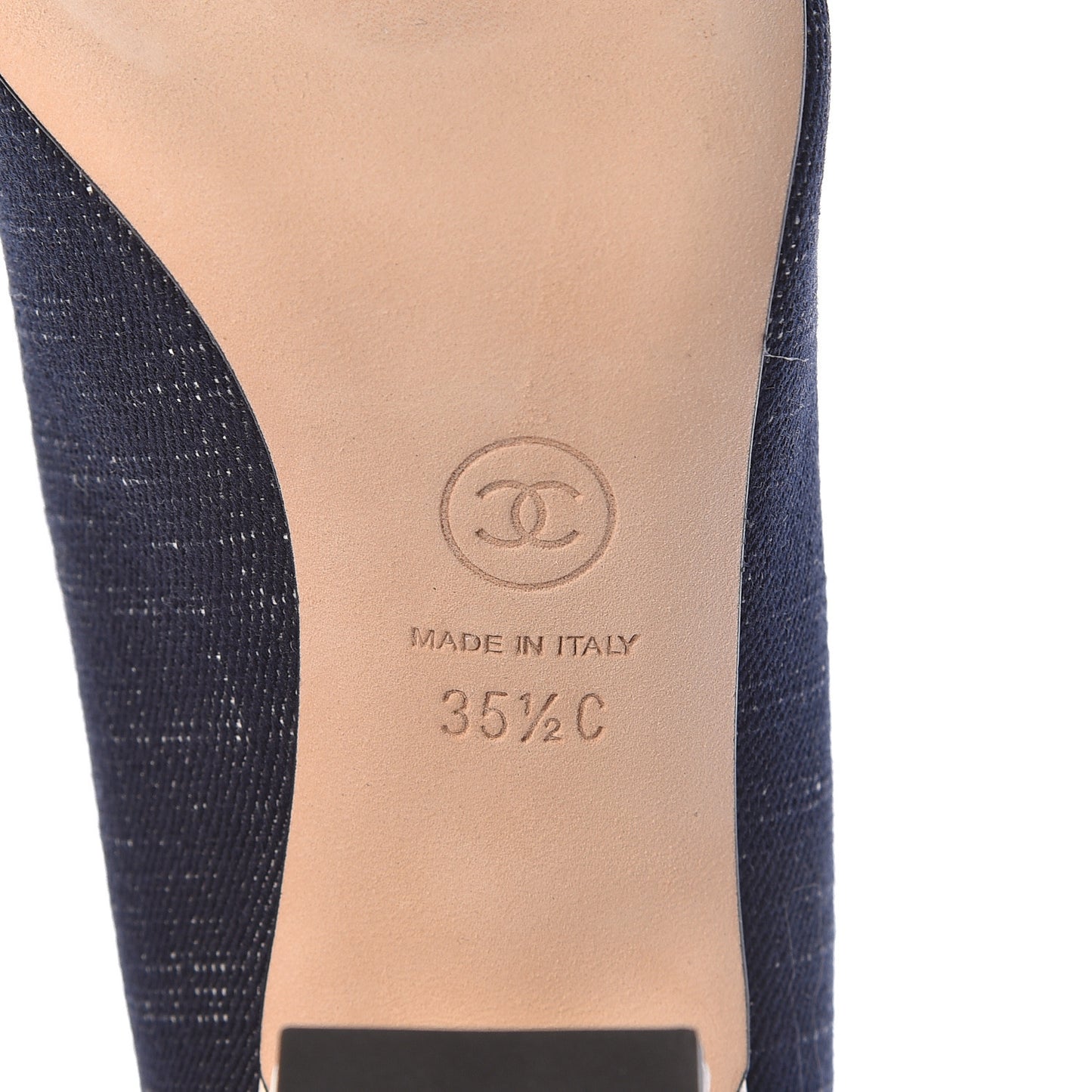 Lambskin Fabric Cap Toe Pumps 35.5 Navy