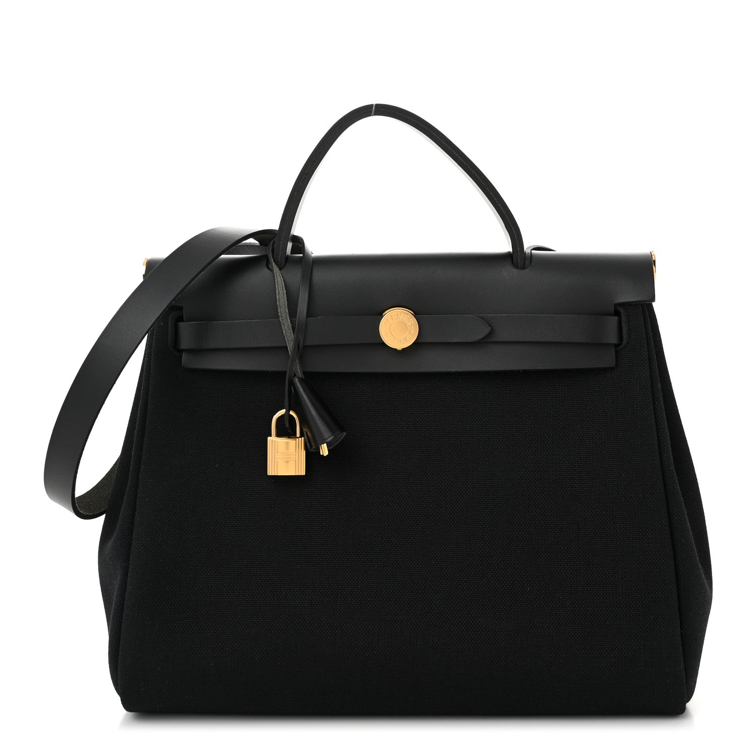 Hermes Toile Militaire Vache Hunter Herbag Zip Retourne 31 PM Black 1 of 11