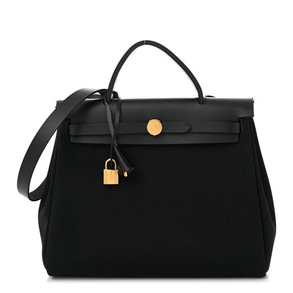 Hermes Toile Militaire Vache Hunter Herbag Zip Retourne 31 PM Black 1 of 11