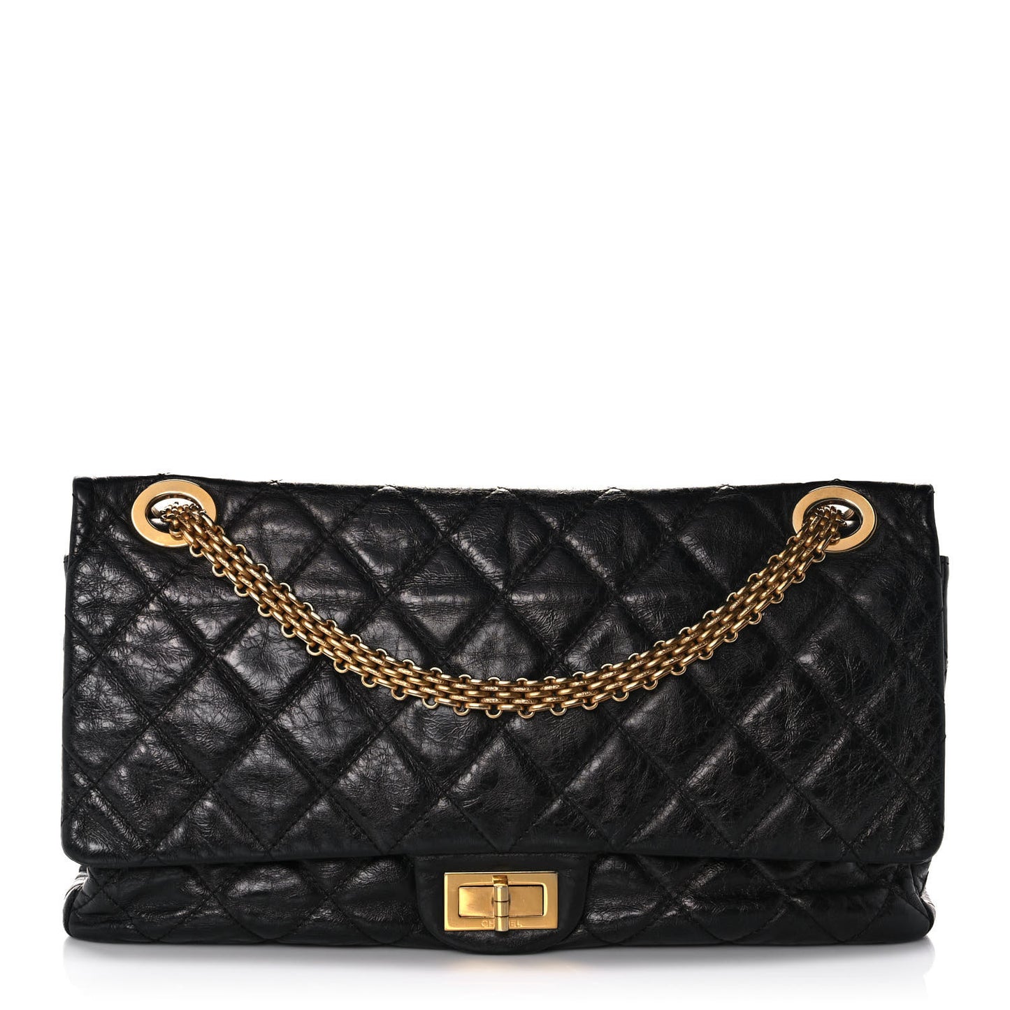 Aged Calfskin Quilted 2.55 Reissue 228 Flap Black