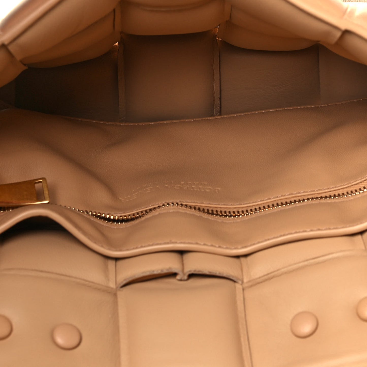 Lambskin Maxi Intreccio Padded Chain Cassette Crossbody Bag Almond