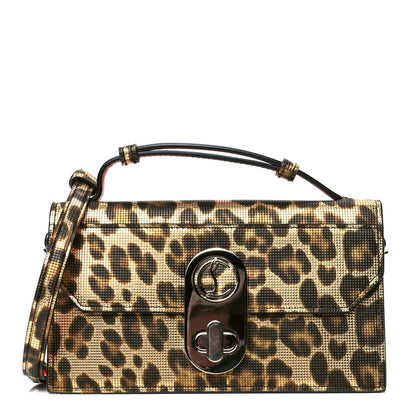 Christian Louboutin Metallic Calfskin Coins Leopard Print Small Elisa Baguette Gold Silver 1 of 7