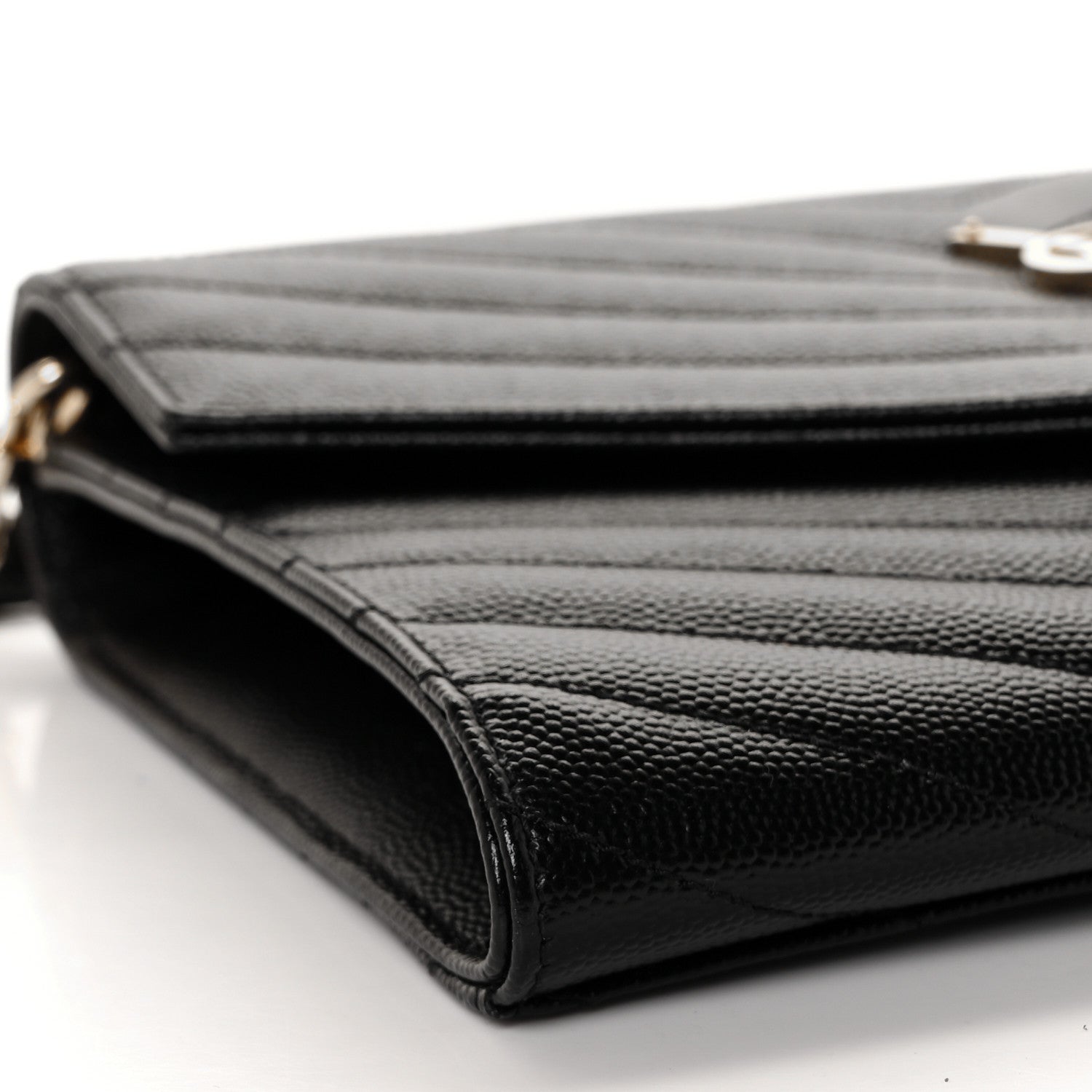 Saint Laurent Grain De Poudre Matelasse Chevron Monogram Envelope Clutch Black 7 of 8