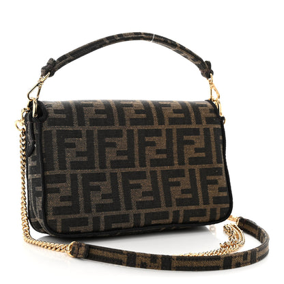 Fendi Fabric Jacquard FF 1974 Mini Baguette Tobacco Moro Black 2 of 9
