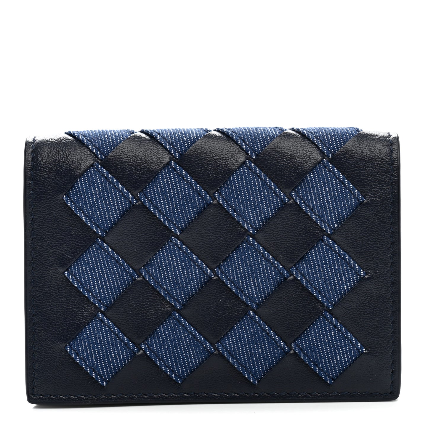 Nappa Denim Intrecciato Business Card Case Abyss Indigo