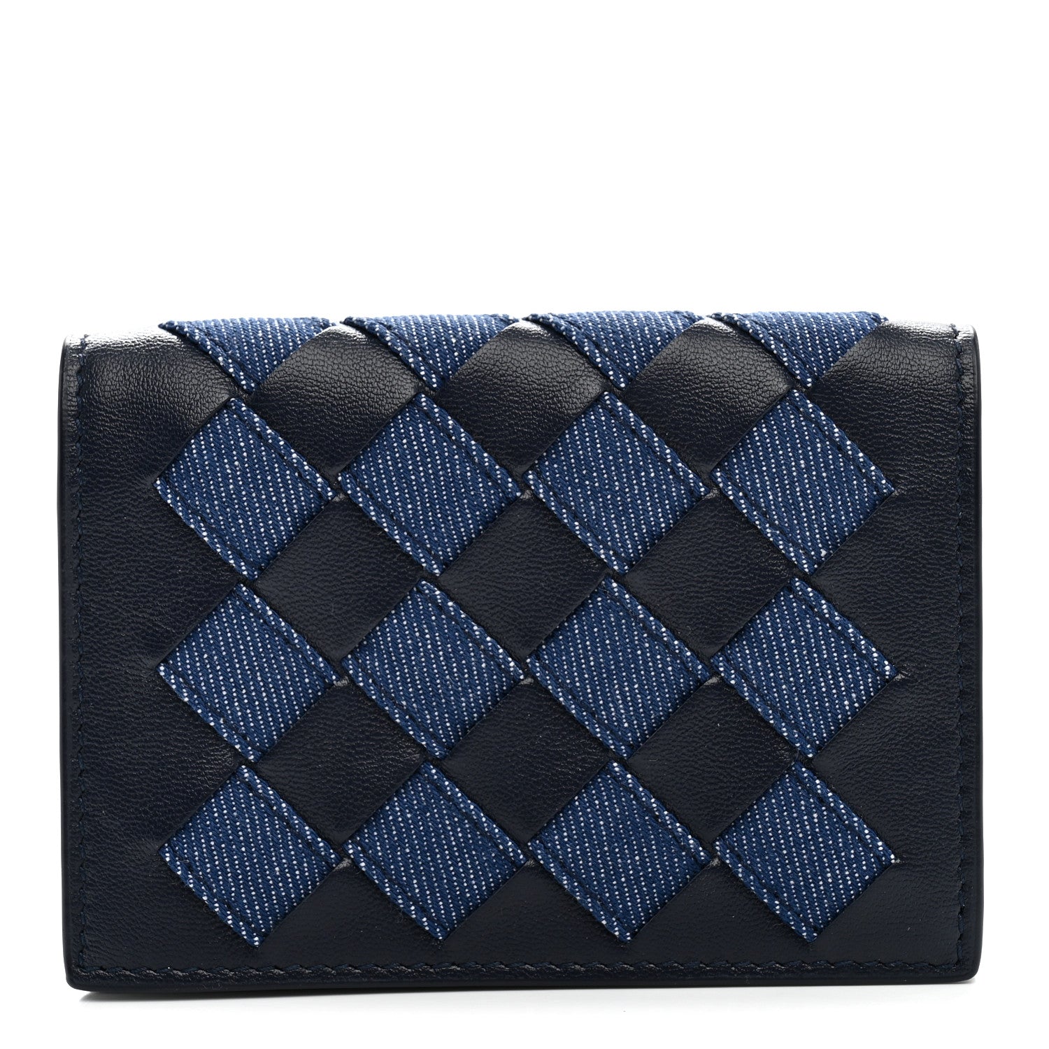 Bottega Veneta Nappa Denim Intrecciato Business Card Case Abyss Indigo 1 of 6